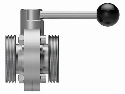 Manual Butterfly Valves - DIN11851 Male Ends -  3D model