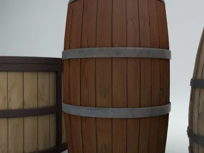 Barrel Collection set of wooden barrels 3D model