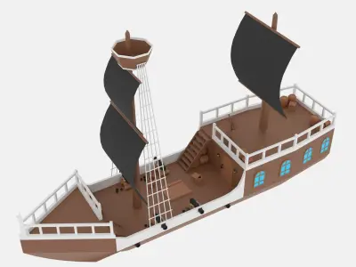 Cartoon Pirate Ship Low-poly 3D model purchase