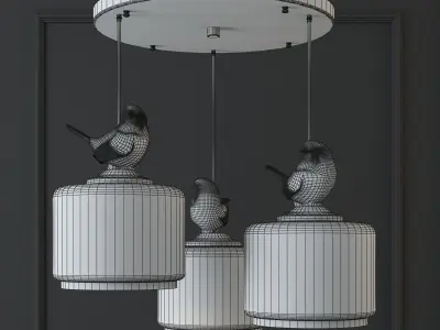 Hanging lamp provence bird pendant circle 3 3D model