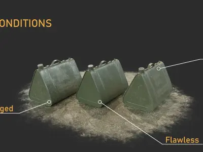 Gameready PBR WW1 Triangular Jerrycan Low-poly 3D model