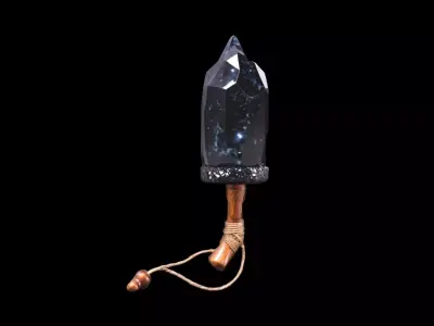 Black Crystal With Wooden Handle 3d Model 3D model purchase
