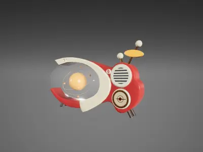Retrofuturistic Radio Low-poly 3D model