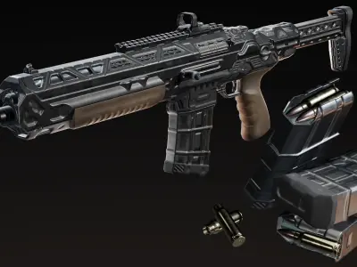 Rifle gun Low-poly 3D model
