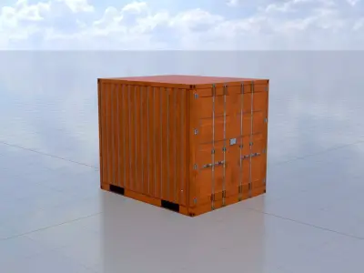 Shipping Container signal orange 10ft Low-poly 3D model