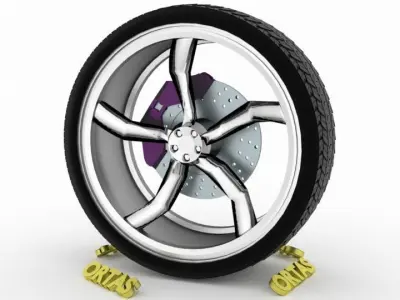 ORTAS CAR WHEEL RIM 128 GAME READY WHEEL RIM TIRE 3D model