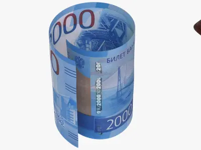 Russia 2000 Rubles Wallet Money Purse 3D model