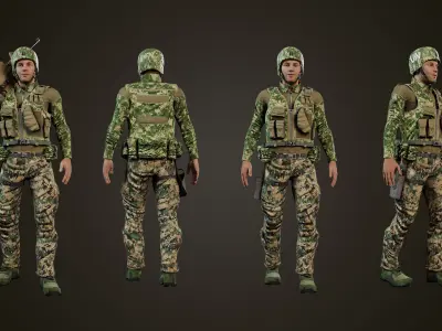 Dynamic Low-Poly Rigged Soldier Model - Military 3D Asset Free low-poly 3D model