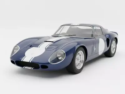 1964 Shelby Daytona Coupe Blue with Wimbledon White Stripes Low-poly 3D model