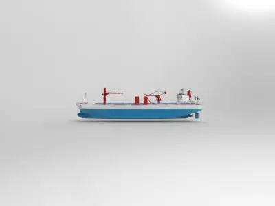 Cargo ship blue 3D model