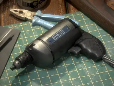 Vintage Electric Drill Low-poly 3D model