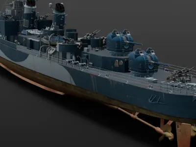 Destroyer Ship 3D Model  Low-poly 3D model