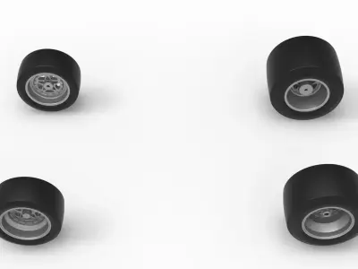 Wheel Set of Pavement Silver Crown Car Scale 1 to 25 3D print model