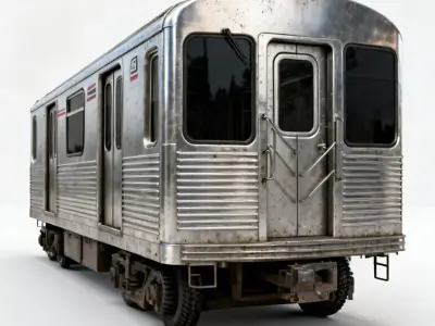 Realistic 1990s Subway Train Car 3D Model Low-poly 3D model