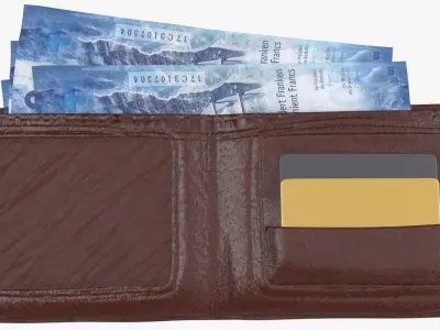 Switzerland Swiss 100 Francs Wallet Money Purse 3D model