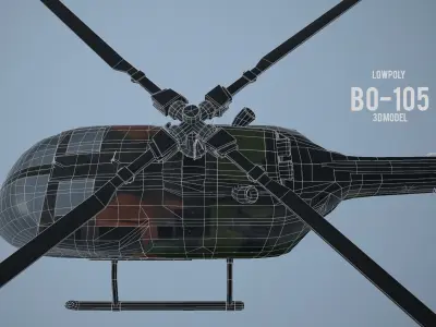 Lowpoly MBB BO-105 Low-poly 3D model