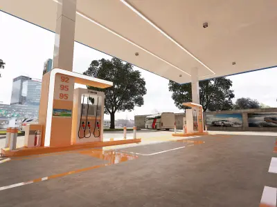 gas station low-poly Low-poly 3D model