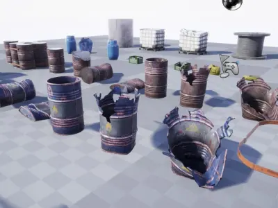 Best Barrel pack Low-poly 3D model