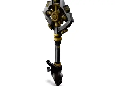 Ornate Steampunk Key 3D Model Low-poly 3D model