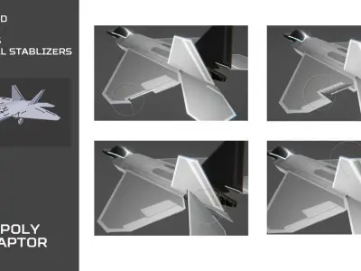 Low Poly F22 Raptor Low-poly 3D model