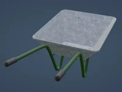 Green wheelbarrow Low-poly 3D model