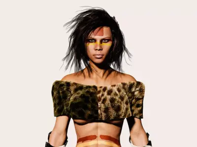 Rigged STONE AGE Female 3D model