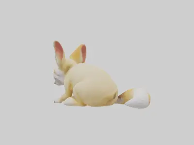 Fennec Fox hiding model Low-poly 3D model