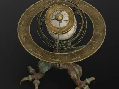 Astrolabe globe with claws Low-poly 3D model