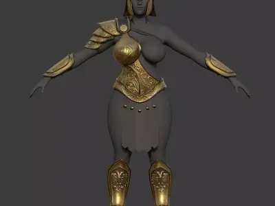 Warrior empire ARMOR FULL SET for female Low-poly 3D model