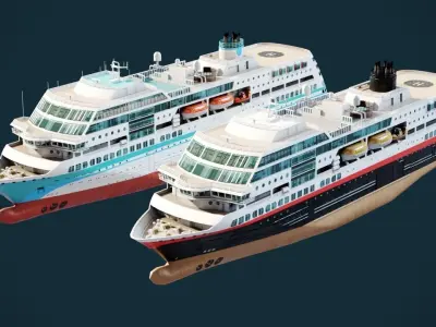 Arctic Cruiseship - Cruiseferry Low-poly 3D model