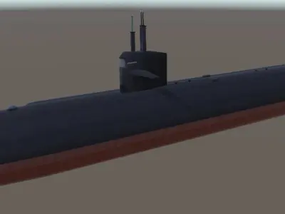 USS Dallas submarine 3d model low-poly Low-poly 3D model