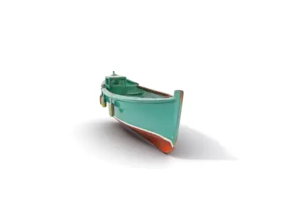 Vintage Turquoise Boat model pack Low-poly 3D model