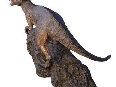 Statue of a Dinosaur  for visualization Low-poly 3D model