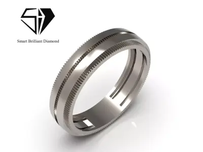 Mens Industrial Knurled Wedding Band CAD file mr0369 3D print model