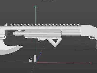 Realistic Axegun gun with axe 3D model