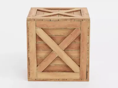 Wooden Crate V4 - Storage Box with Packaging Icons 3D model