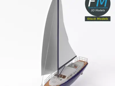 Regatta sailboat 3D model