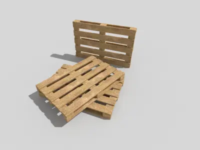Wooden Pallet Low-poly 3D model 2