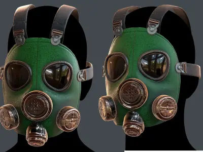 Gas mask helmet 3d model scifi Low-poly  Low-poly 3D model 41