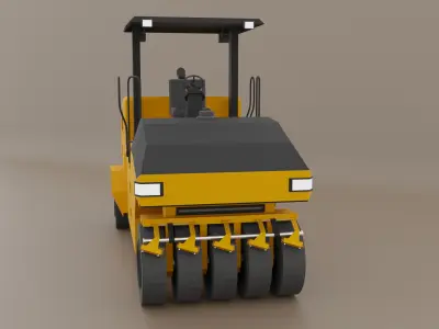 Pneumatic Roller - Heavy Vehicle Low-poly 3D model