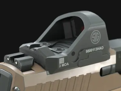 SIG Romeo2 Red Dot Optic Sight Attachment - Game Asset Low-poly 3D model
