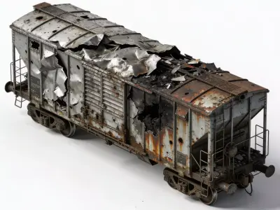Realistic Full Rusted Freight Car 3D Model Low-poly 3D model