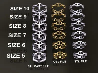 Hermes Style Link Ring Band Mix Size 3D print model
