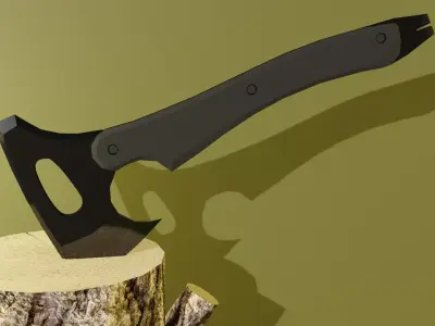 Game Ready Modern Metalic Axe Low-poly 3D model Pbr Free low-poly 3D model