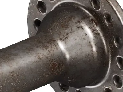 Rusty Bicycle Hub Axle 3D model