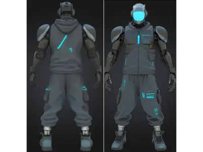Cyberpunk Robot Future NPC Low-poly 3D model
