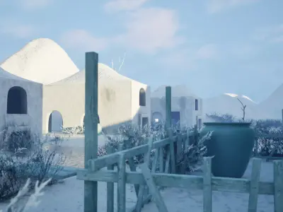 Abandoned Village In A Misty Landscape 3D model