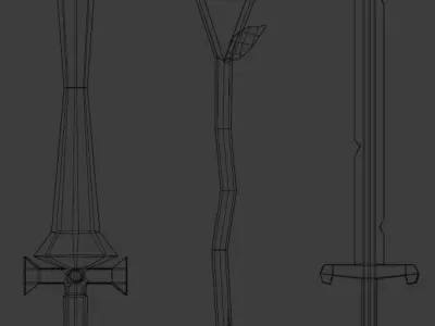 Low poly Weapon set for games and blender Free low-poly 3D model