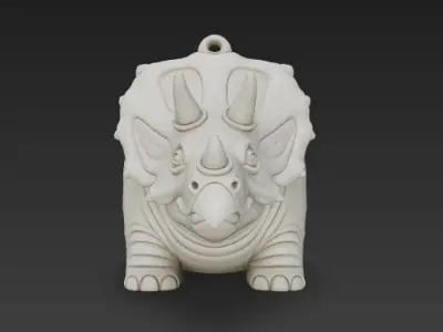 Cute Triceratops Keychain 3D Printable Dinosaur Model 3D print model