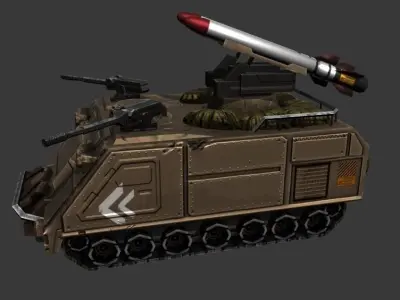 Low Poly Tank armored vehicle with missile Free low-poly 3D model